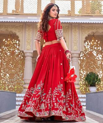 PURE VICHITRA SILK PREMIUM QUALITY WEDDING SPECIAL WESTERN LEHNGHA CHOLI 3
