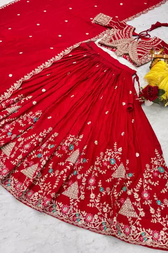 PURE VICHITRA SILK PREMIUM QUALITY WEDDING SPECIAL WESTERN LEHNGHA CHOLI