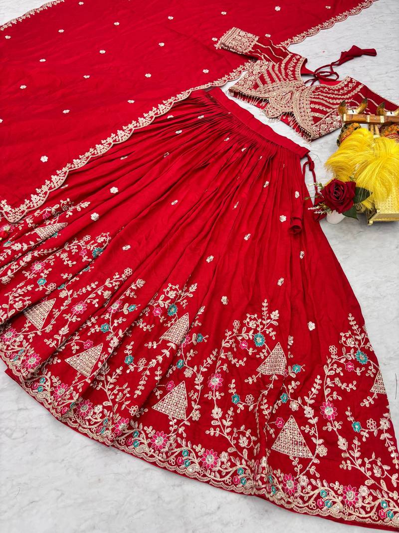 PURE VICHITRA SILK PREMIUM QUALITY WEDDING SPECIAL WESTERN LEHNGHA CHOLI