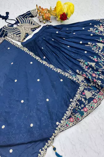 PURE VICHITRA SILK PREMIUM QUALITY WEDDING SPECIAL WESTERN LEHNGHA CHOLI