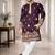 Purple color multi thread embroidery work silk kurta payjama set