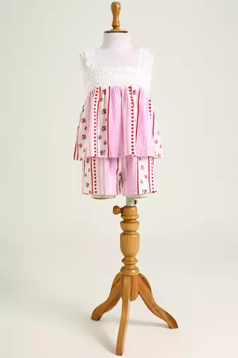 Pink printed cotton co ord set