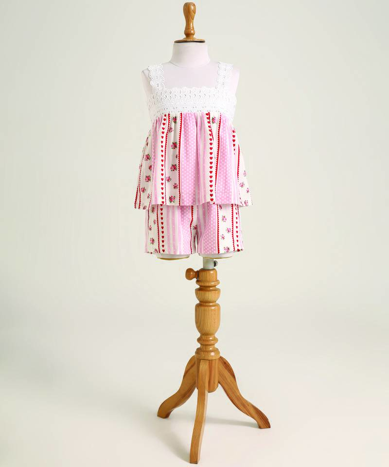 Pink printed cotton co ord set