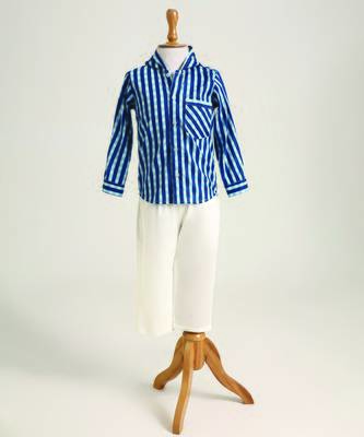 Blue woven cotton hooded shirt 2