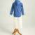 Blue woven cotton hooded shirt