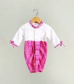 Pink printed cotton romper body suit