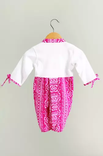 Pink printed cotton romper body suit