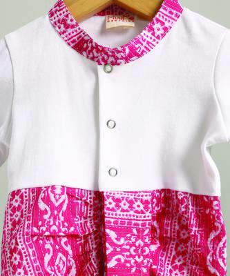 Pink printed cotton romper body suit 3