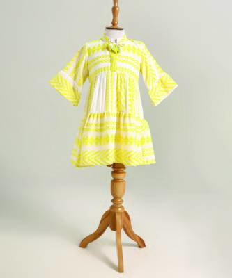 Yellow printed cotton dress 1