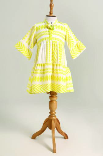 Yellow printed cotton dress