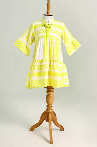 Yellow printed cotton dress