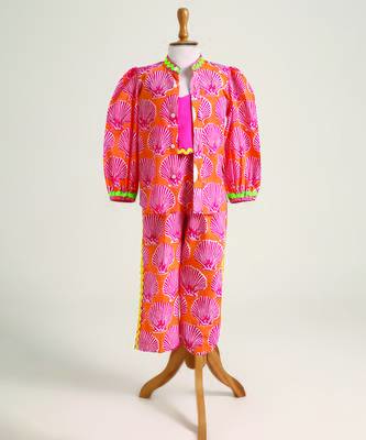 Pink printed cotton  co ord set 1