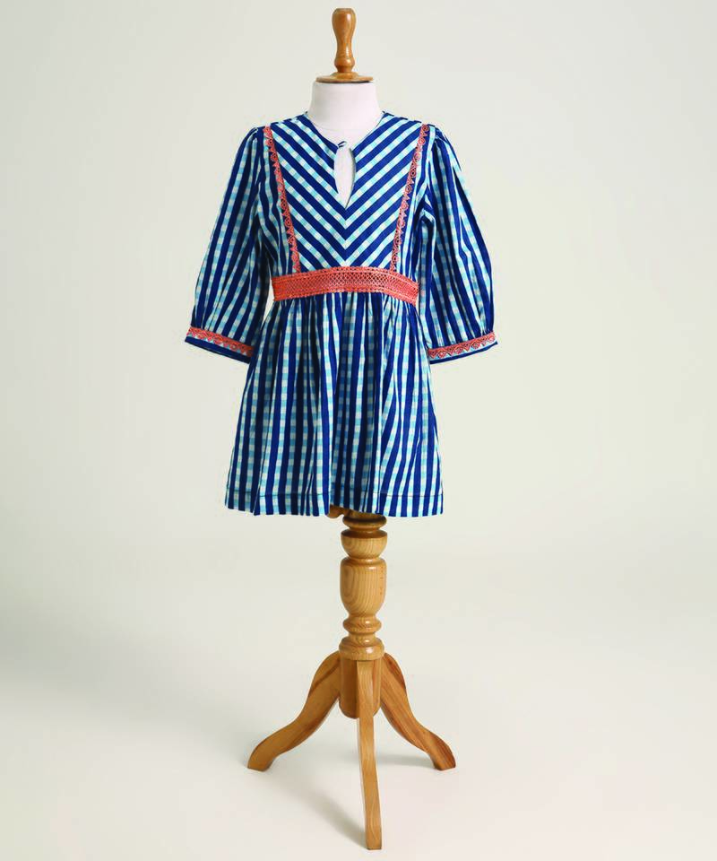 Blue stripes cotton dress