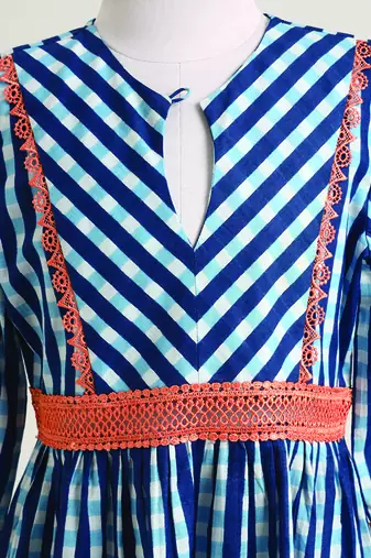 Blue stripes cotton dress