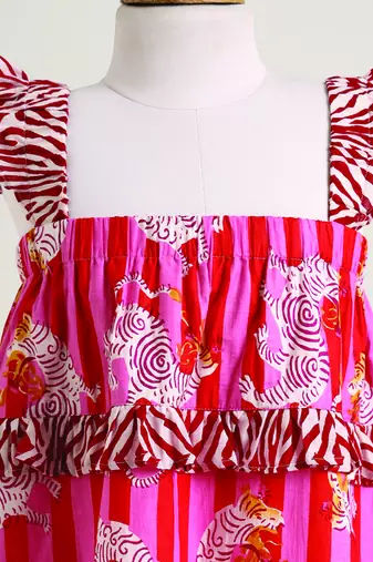 Multicolor printed cotton dress