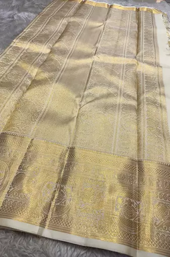 Banarasi Soft Silk White Color Woven Saree With Blouse Set For Women's