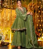 Olivevichitra embroidered kurti set with mirror work dupattaethnic wear for women