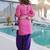 Pink ready made top pant set with batwa – viscose sequins & zari embroidered kurti with roman pants
