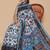 Kalamkari printed pure cotton ethnic sky blue saree for woman