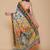 Kalamkari printed pure cotton ethnic light grey saree for woman