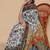 Kalamkari printed pure cotton ethnic light grey saree for woman