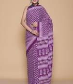 Kalamkari printed pure cotton ethnic purple saree for woman