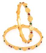Gold Plated lord Lakshmi Multi color stone bangles