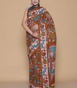 Kalamkari printed pure cotton ethnic red saree for woman