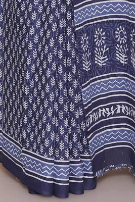 Kalamkari printed  cotton ethnic blue saree for woman 5