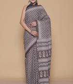 Kalamkari printed pure cotton ethnic brown saree for woman