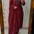 Floral embroidered pure cotton v neck red kurta trouser & dupatta set