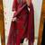 Floral embroidered pure cotton v neck red kurta trouser & dupatta set
