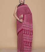 Kalamkari printed pure cotton ethnic red saree for woman