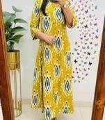 Floral embroidered pure cotton collar neck yellow kurta & trouser set