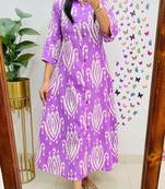 Floral printed pure cotton collar neck blue kurta & trouser set