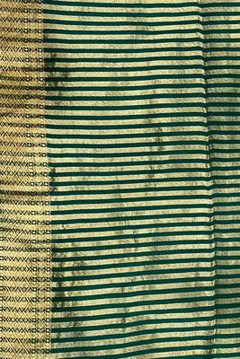 Banarasi puresilk chiniya saree in bottle green colour with zari booti work 5