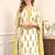 Floral printed pure cotton v neck yellow kurta trouser & dupatta set