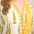 Floral printed pure cotton v neck yellow kurta trouser & dupatta set