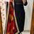 Floral embroidered pure cotton v neck black kurta trouser & dupatta set