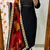 Floral embroidered  cotton v neck black kurta trouser & dupatta set