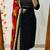 Floral embroidered pure cotton v neck black kurta trouser & dupatta set