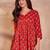 Women red floral printed cotton blend tops