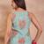Women blue floral printed cotton blend tops