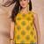Women yellow floral printed cotton blend tops