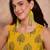 mustard cotton blend tree print sleeveless top