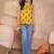 mustard cotton blend tree print sleeveless top