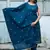 Floral embroidered  cotton boat neck blue kurta trouser & dupatta set