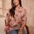 Women pink floral printed silk blend tops