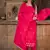 Floral embroidered  cotton boat neck pink kurta trouser & dupatta set