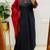 Floral embroidered pure cotton v neck black kurta trouser & dupatta set